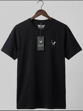 NWT Deadstock Distorted People 'Crew Member' Embroidered Black Graphic Tee L